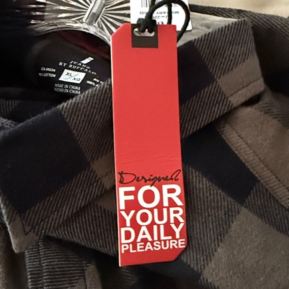 I JEANS BY BUFFALO Flannel Shirt - Black and Tan Plaid - Picture 4 of 8